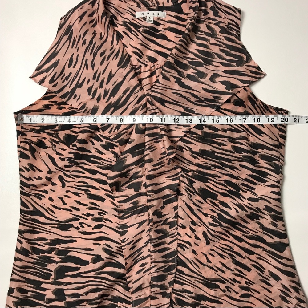 Cabi Animal Print V Neck Blouse Pink & Black Med - Picture 5 of 6